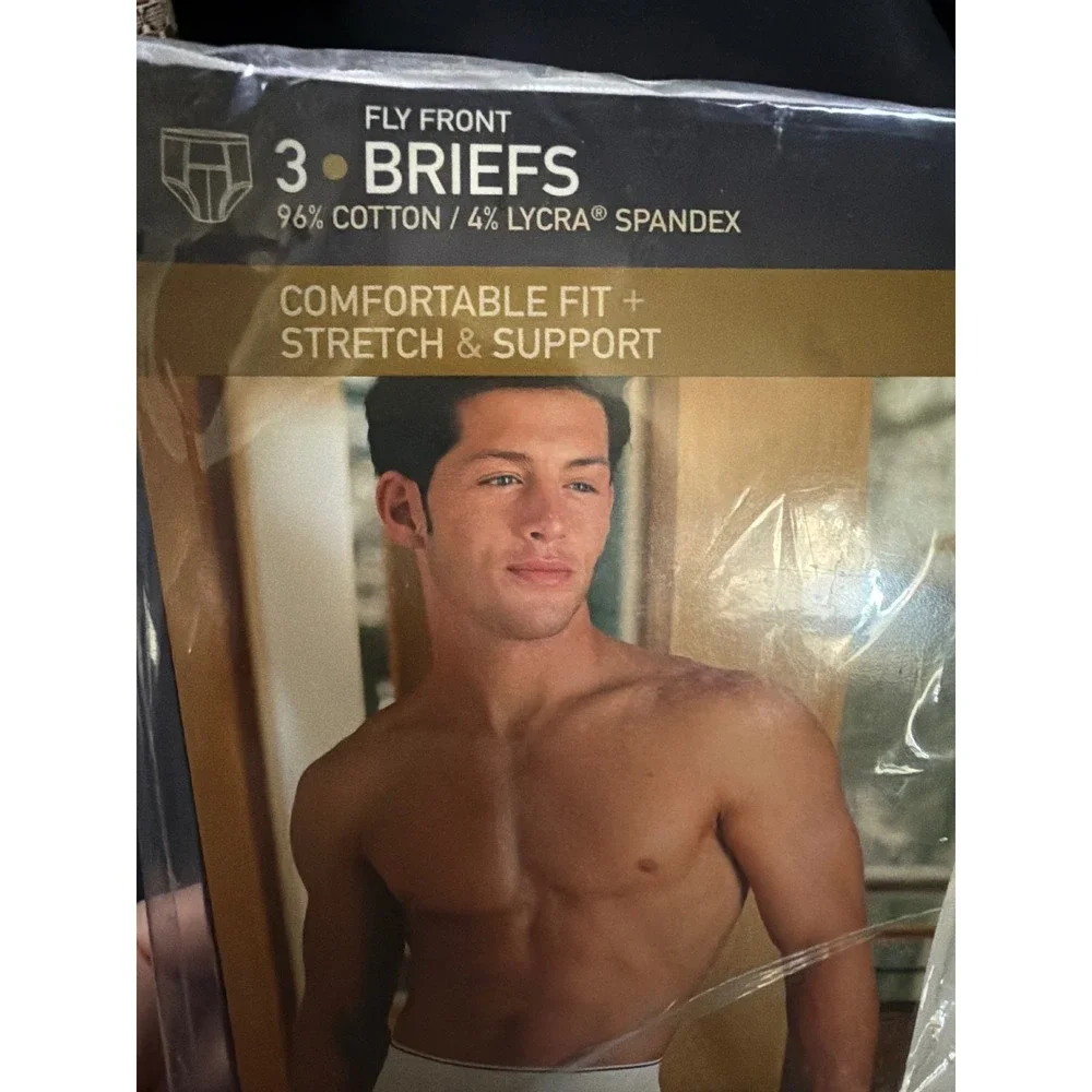 Jockey‎ Pouch Fly Front Briefs Men Size M White Cotton Spandex 3-Pack Style 1135